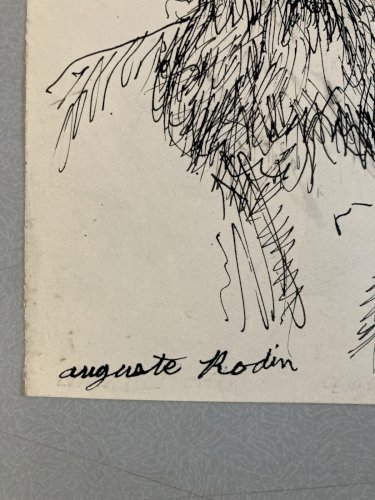 Dessin Encre Antonin Proust Portrait Tête Buste XIXe Auguste Rodin Art