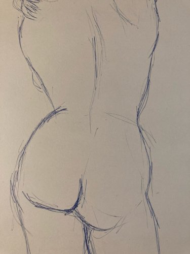 Dessin Encre Art Femme Nue Nu Erotique 1960 A Identifier Assis Jambe
