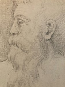 Drawing Ink Pencil Man Beard 1950 To Identify Old Art Signed