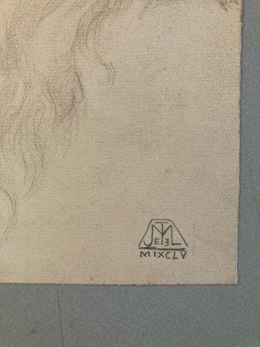 Dessin Encre  Crayon Homme Barbe 1950 A Identifier Ancien Art Signé