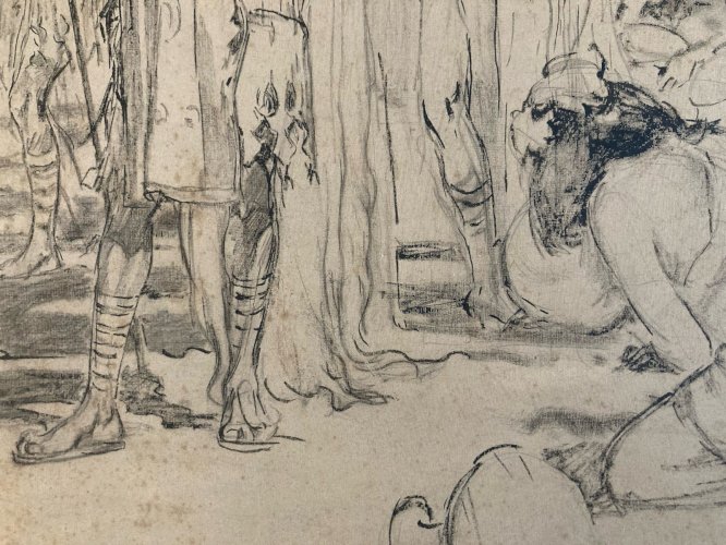 Dessin Encre Daniel Vierge Maya Aztèque Homme Art 1900 Ancien Ethnique