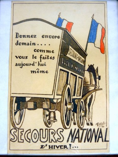 Dessin encre de Chine XX° SECOURS NATIONAL d'HIVER Lucien Morel signé Y. Pilliot