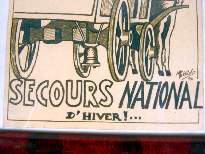 Dessin encre de Chine XX° SECOURS NATIONAL d'HIVER Lucien Morel signé Y. Pilliot