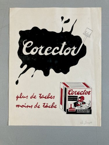 Dessin Encre Et Gouache 1920 Corrector Art Déco Vintage Papeterie Peinture