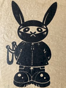 Dessin Encre Graffiti Peinture Sur Papier Portrait Lapin Bad Rab Rabbit Signé