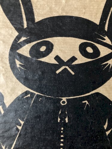 Dessin Encre Graffiti Peinture Sur Papier Portrait Lapin Bad Rab Rabbit Signé