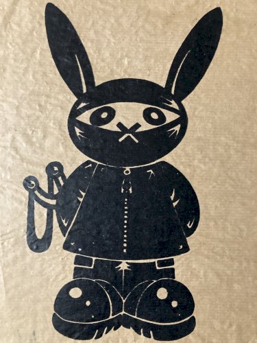 Dessin Encre Graffiti Peinture Sur Papier Portrait Lapin Bad Rab Rabbit Signé