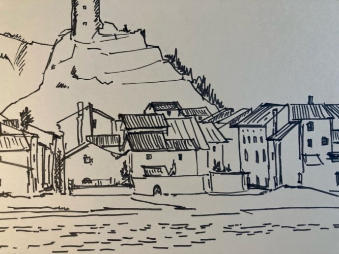 Dessin Encre Gruissan Mer Méditerranéen Art Wagrera Identifier Cabane 1960