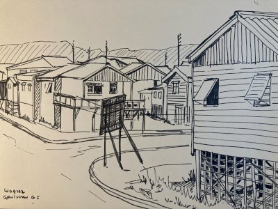 Drawing Ink Gruissan Mediterranean Sea Art Wagrez to Identify Hut 1960