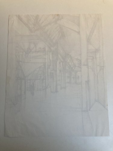 Dessin Encre Lavis Architecture Architecte 1970 A Identifier Béton Art