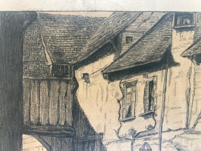 Dessin Encre Lavis XIXe Papier Blanchisseuses Linge A Identifier Art