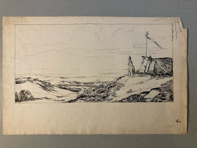 Dessin Encre Napoleon Militaire Militaria 1842 Nicolas-Toussaint CHARLET ?