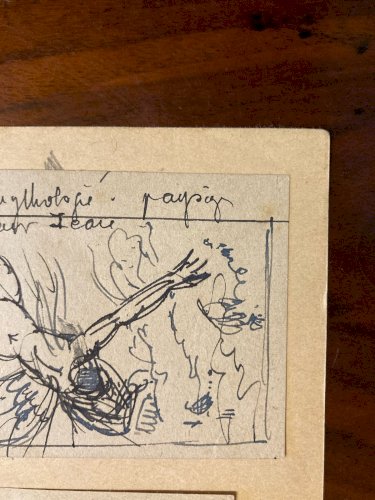 Dessin Encre noire 1950 Pierre Laprade Art Mythologie Icart Soleil Ailles