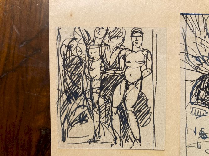 Dessin Encre noire 1950 Pierre Laprade Art Mythologie Icart Soleil Ailles