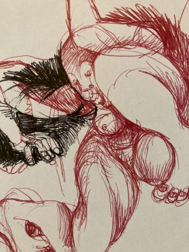 Dessin Encre Papier Art Rouge Femme XXe Expressionniste Expressionnisme Drawing