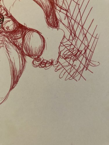 Dessin Encre Papier Art Rouge Femme XXe Expressionniste Expressionnisme Drawing