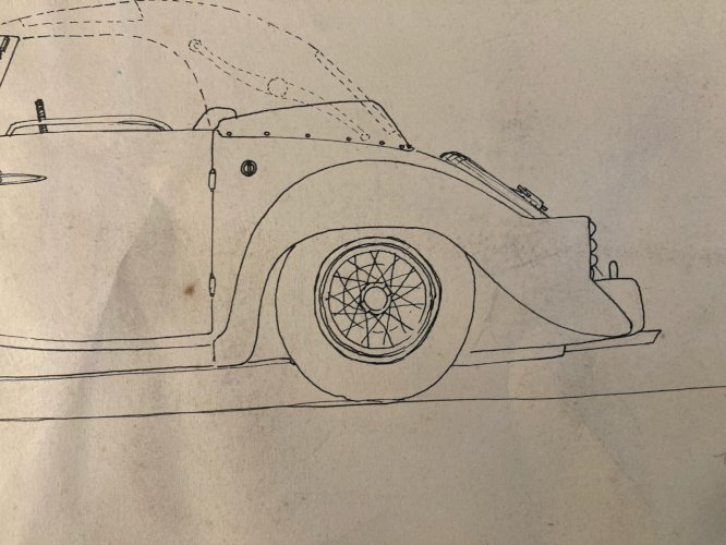 Dessin Encre Papier Design Voiture Collection Art 1950 Automobile
