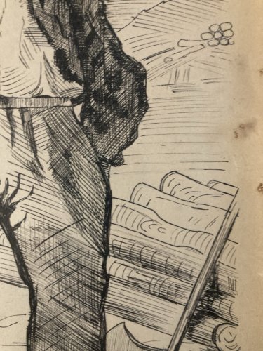Dessin Encre Portrait Homme Le Chourineur 1950 A Identifier Ancien Art