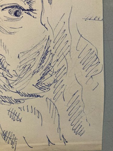 Dessin Encre Portrait Moïse Bible Religion Art Ancien Corne 1956 Peinture