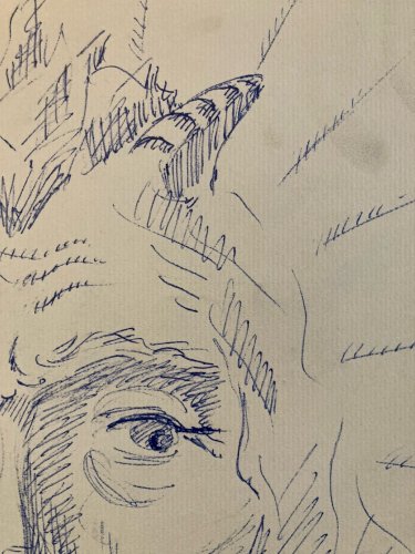 Dessin Encre Portrait Moïse Bible Religion Art Ancien Corne 1956 Peinture