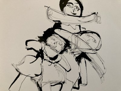 Dessin Encre Portrait Poupée Expressionniste Expressionnisme 1980 Drawing Art