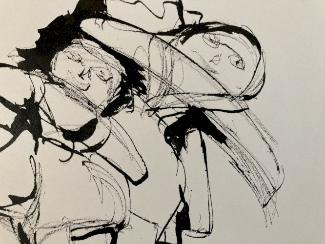 Dessin Encre Portrait Poupée Expressionniste Expressionnisme 1980 Drawing Art