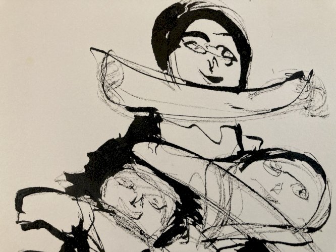 Dessin Encre Portrait Poupée Expressionniste Expressionnisme 1980 Drawing Art