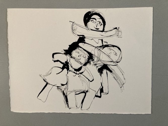 Dessin Encre Portrait Poupée Expressionniste Expressionnisme 1980 Drawing Art