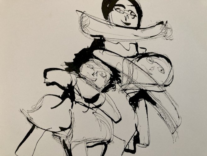 Dessin Encre Portrait Poupée Expressionniste Expressionnisme 1980 Drawing Art