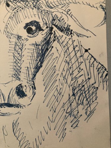 Dessin Encre Vache art Deco Corrida Tauromachie 1960 Animal Taureau Drawing Old