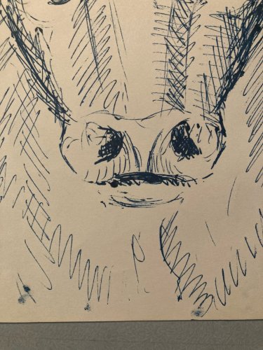 Dessin Encre Vache art Deco Corrida Tauromachie 1960 Animal Taureau Drawing Old