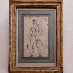 Dessin esquisse représentant un mousquetaire XVIIIe A4544