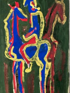 Dessin Expressionisme Allemand 1960 Gouache Expressionniste Cheval Art