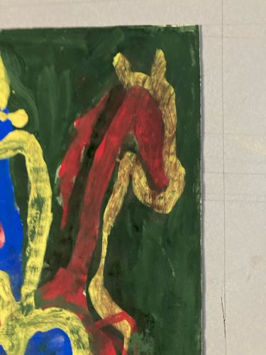 Dessin Expressionisme Allemand 1960 Gouache Expressionniste Cheval Art