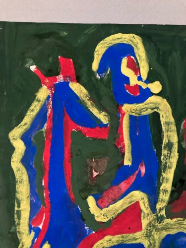 Dessin Expressionisme Allemand 1960 Gouache Expressionniste Cheval Art