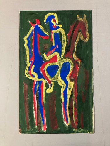 Dessin Expressionisme Allemand 1960 Gouache Expressionniste Cheval Art
