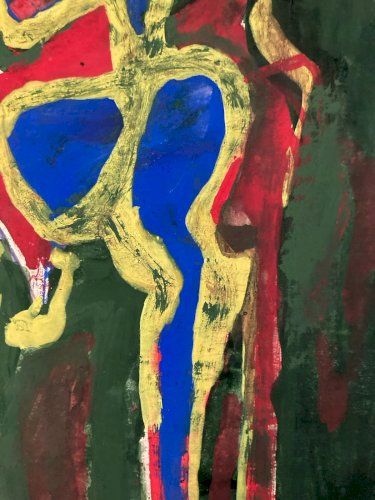 Dessin Expressionisme Allemand 1960 Gouache Expressionniste Cheval Art