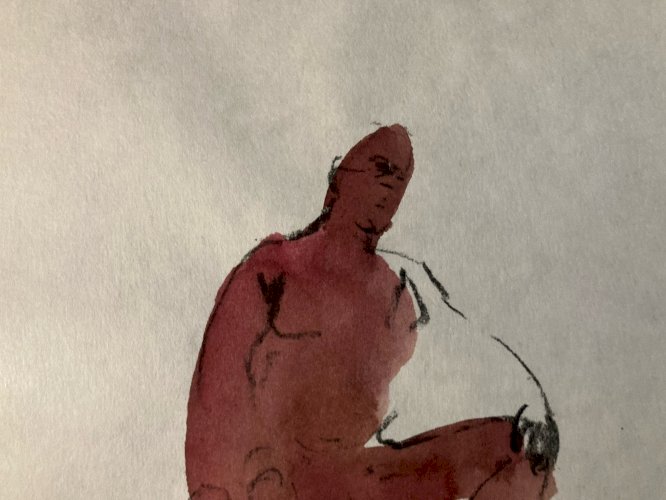 Dessin Expressionnisme Aquarelle Homme Nu Portrait Art Expressionniste XXe