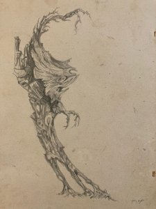 Dessin Expressionniste Crayon 1960 Expressionnisme Zoomorphe Branche