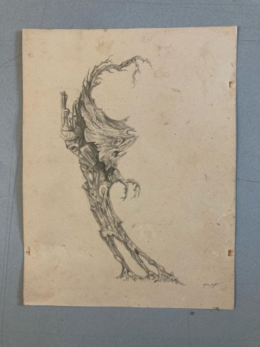 Dessin Expressionniste Crayon 1960 Expressionnisme Zoomorphe Branche