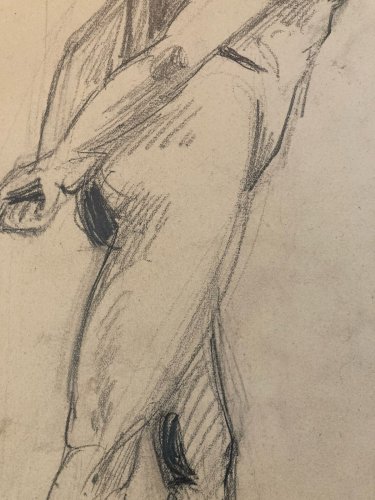 Dessin Expressionniste Portrait Crayon Papier Homme  1913 Art Déco Etude Drawing