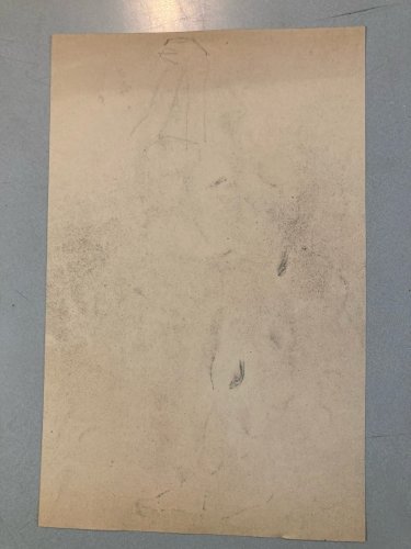 Dessin Expressionniste Portrait Crayon Papier Homme  1913 Art Déco Etude Drawing