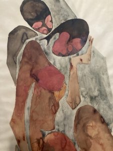 Dessin Femme Gouache Peinture Art Corps 1960 Sur Papier étude Ancien XXe