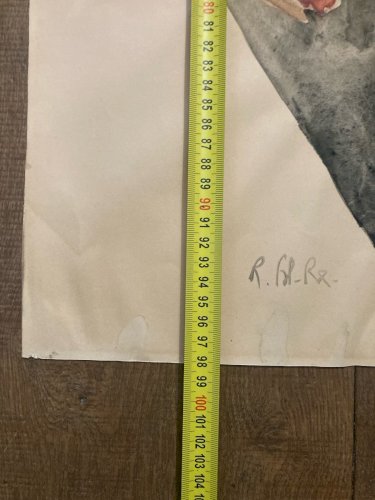Dessin Femme Gouache Peinture Art Corps 1960 Sur Papier étude Ancien XXe