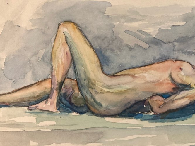 Dessin Femme Nue Art Nu Gouache Aquarelle Corps 1940 Fauvisme Papier Fauve