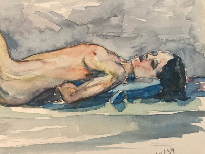 Dessin Femme Nue Art Nu Gouache Aquarelle Corps 1940 Fauvisme Papier Fauve