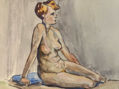 Drawing Nude Woman Nude Art Gouache Watercolor Fauvism Body 1940 Fauvism Paper