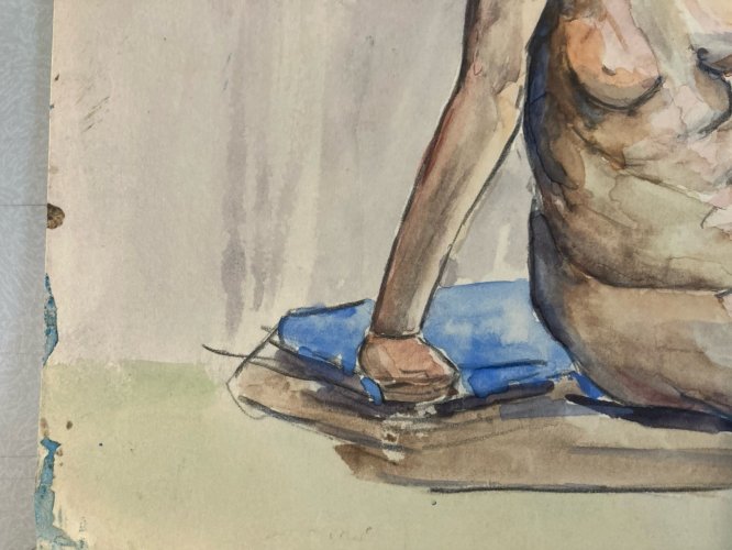 Dessin Femme Nue Art Nu Gouache Aquarelle Fauve Corps 1940 Fauvisme Papier