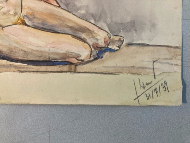 Dessin Femme Nue Art Nu Gouache Aquarelle Fauve Corps 1940 Fauvisme Papier