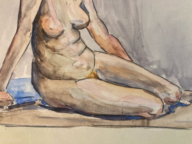 Dessin Femme Nue Art Nu Gouache Aquarelle Fauve Corps 1940 Fauvisme Papier